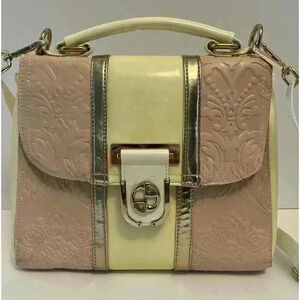 Two Tone Bag Pink Ivory Purse Handbag Medium Size